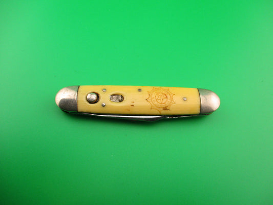 SHAPLEIGH HDW CO Large Double Ivory American Legion vintage automatic knife