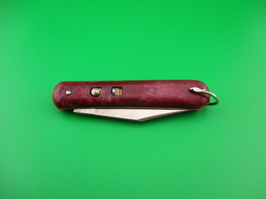 Colonial PRONTO #1900 Fatjack Maroon Swirl 1950s vintage switchblade knife