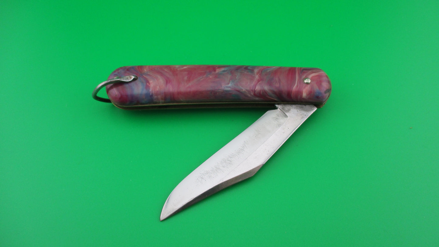 COLONIAL SHUR-SNAP Fatjack Red, white & green swirl vintage 1950s switchblade knife