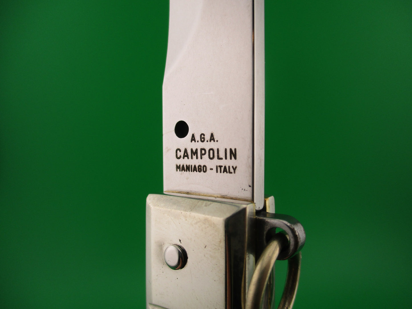 AGA CAMPOLIN 30cm Italian Sicilian Ring Pull Burl wood automatic knife