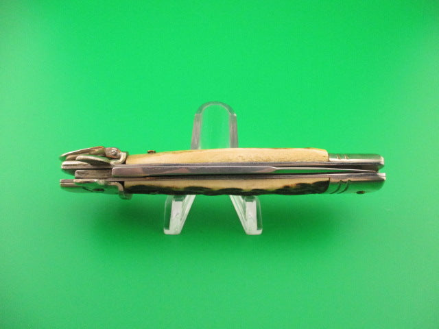 Leverletto by Bill DeShivs AKC Italy 20cm Italian Stag lever guards automatic knife