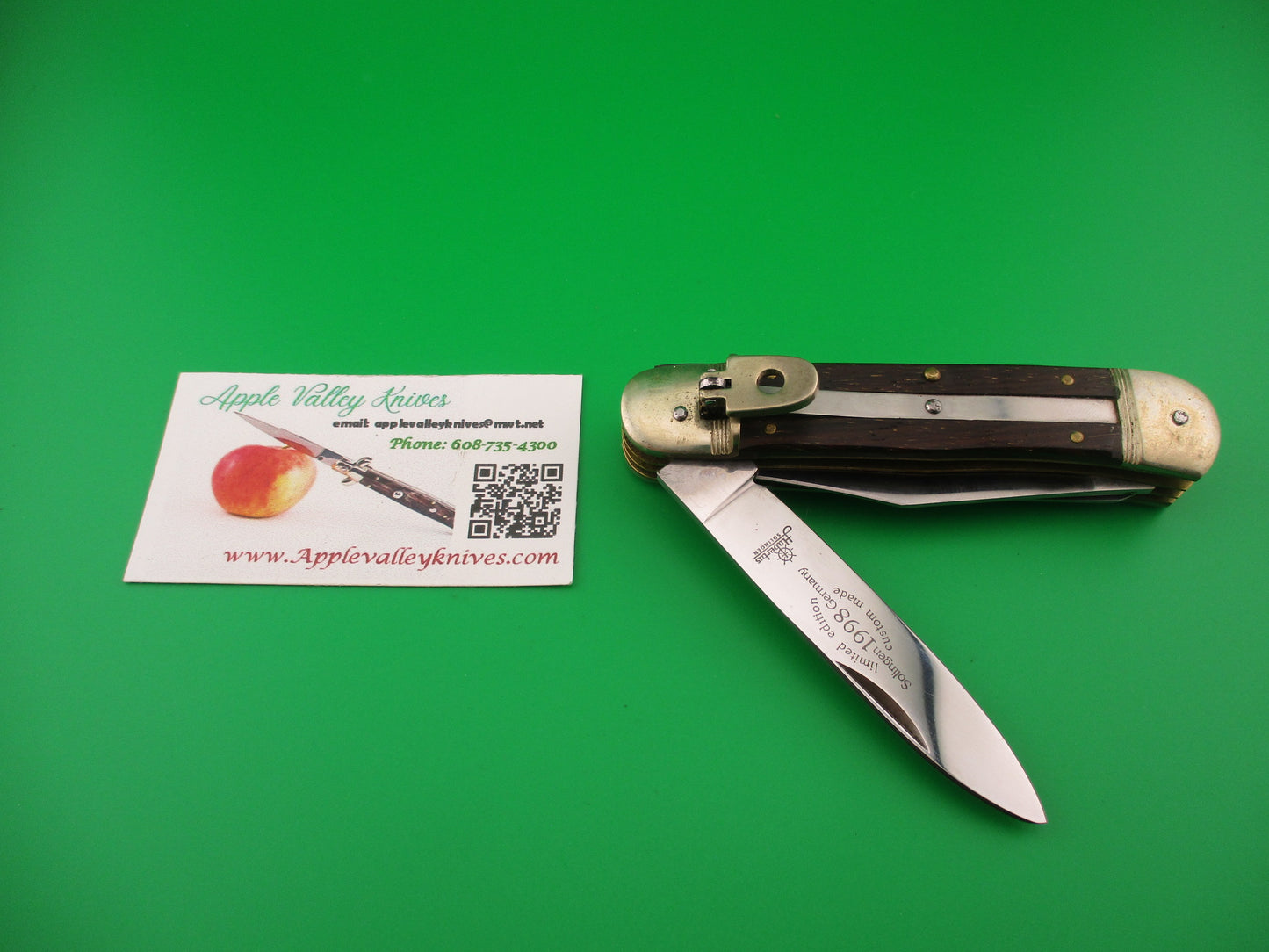 Hubertus 11cm Limited Edition 3 Blade 1998 Custom Made Wood Lever automatic knife