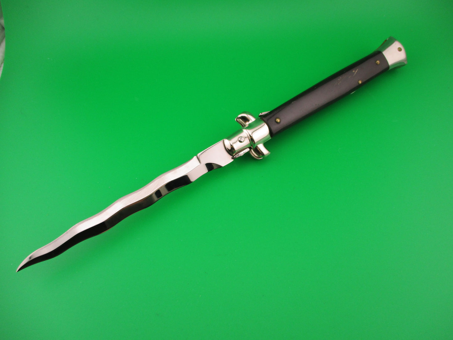 ITALY INOX 28cm Italian Swivel Bolster KRIS Brown horn automatic knife