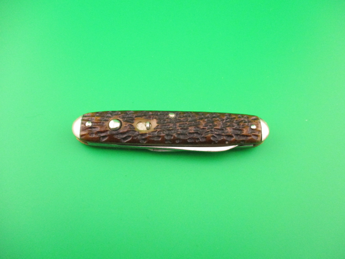 SCHRADE CUT CO Early Large Double 7503 Bone tip bolster antique automatic knife