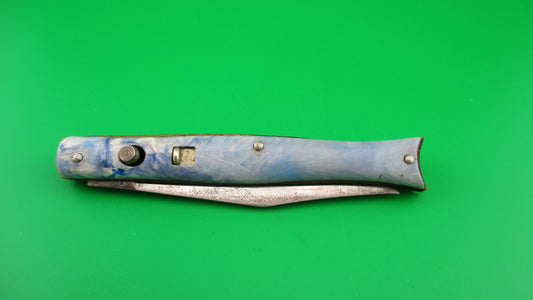 Edgemaster Fishtail Blue White Red swirl 1950s vintage switchblade