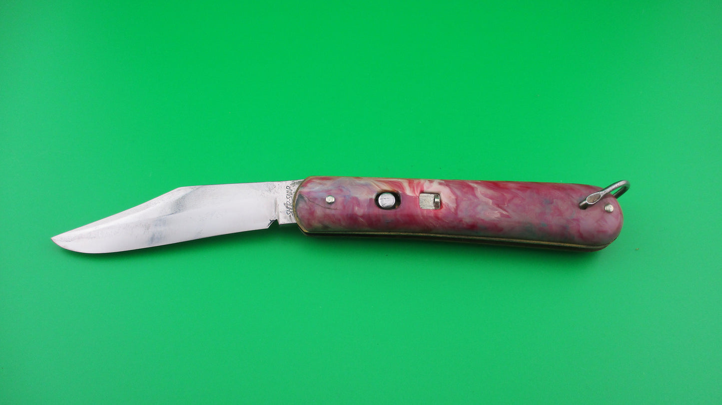 COLONIAL SHUR-SNAP Fatjack Red, white & green swirl vintage 1950s switchblade knife