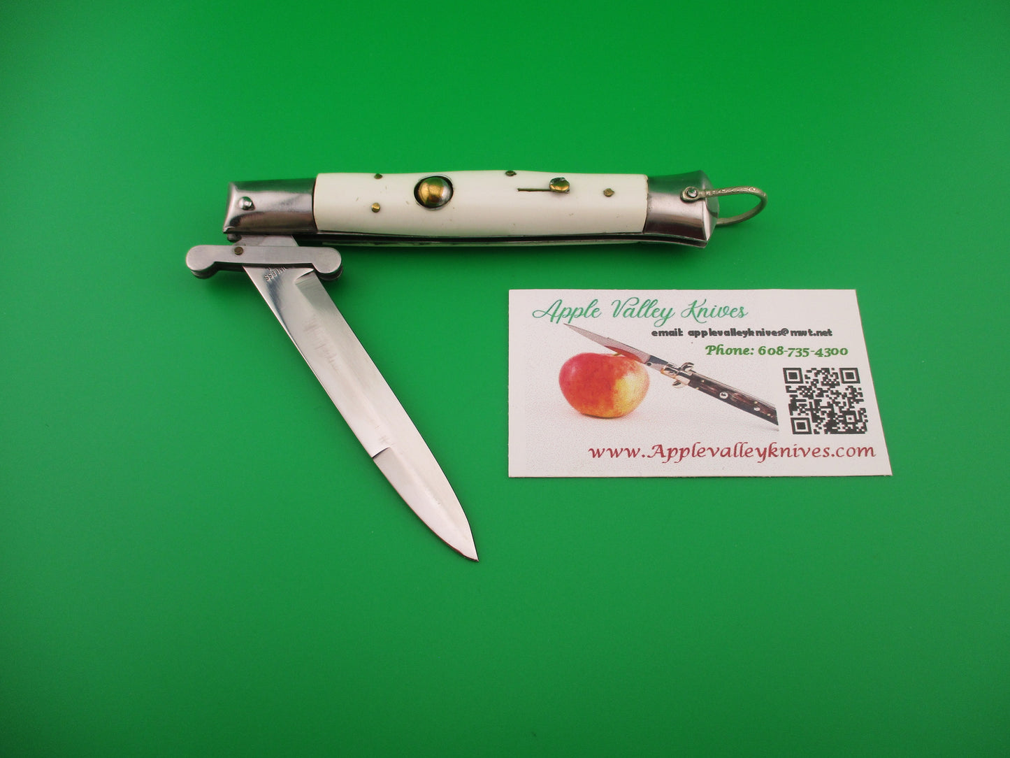 STAINLESS STEEL 22cm Rizzuto style vintage White Swing Guard switchblade knife