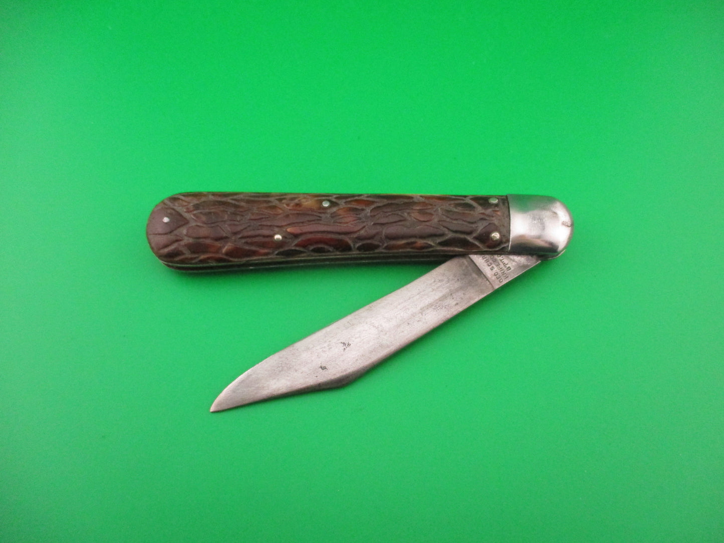 PRESTO Hunter Brain Wormgroove scales Vintage Schrade automatic knife