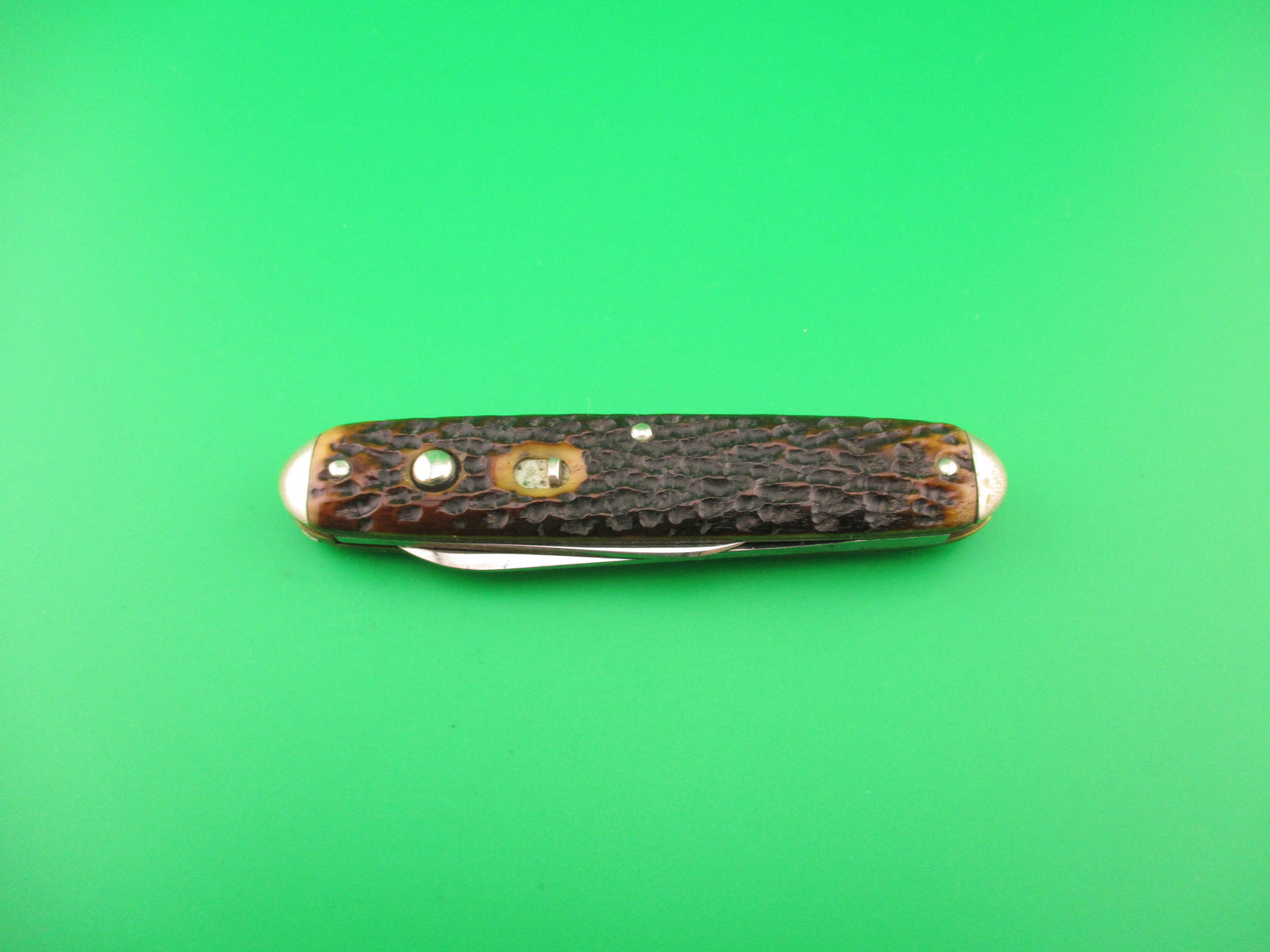 SCHRADE CUT CO Early Large Double 7503 Bone tip bolster antique automatic knife