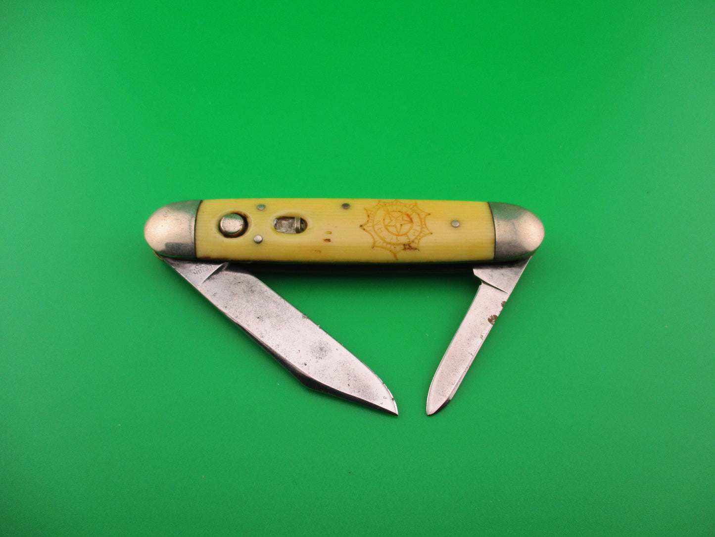 SHAPLEIGH HDW CO Large Double Ivory American Legion vintage automatic knife