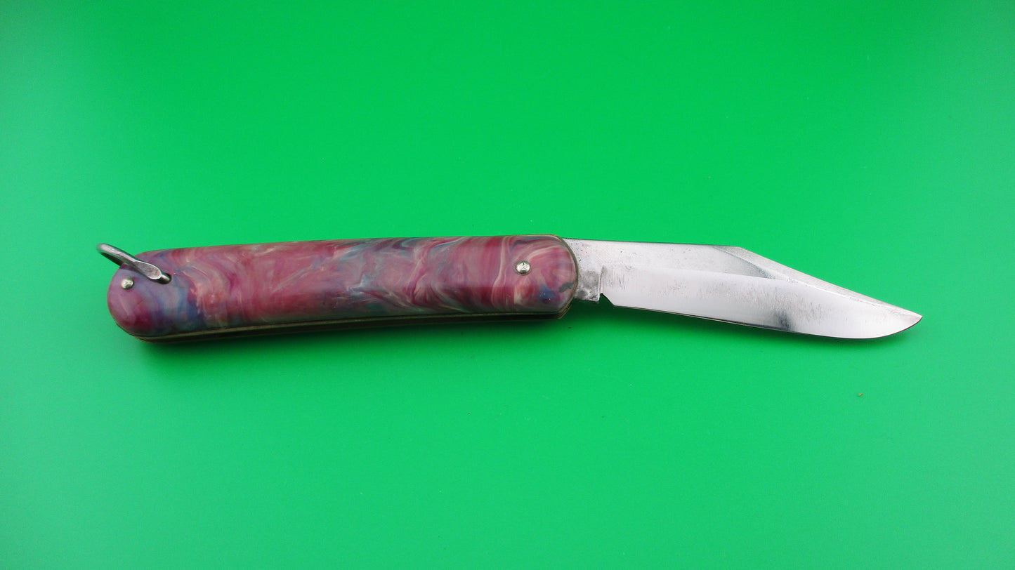 COLONIAL SHUR-SNAP Fatjack Red, white & green swirl vintage 1950s switchblade knife