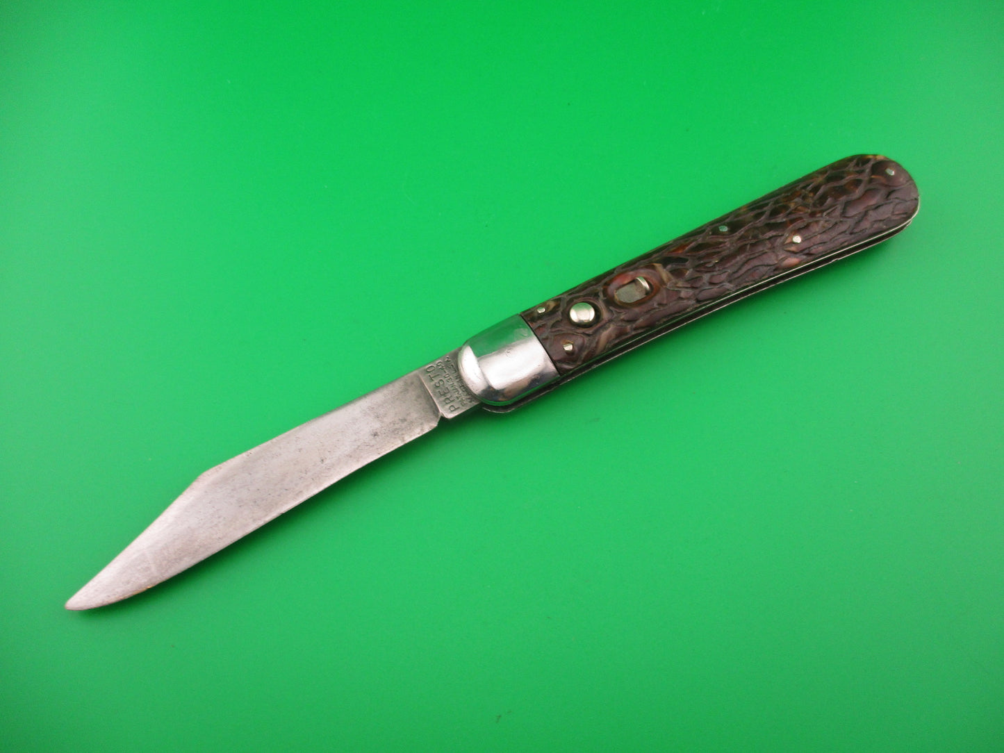 PRESTO Hunter Brain Wormgroove scales Vintage Schrade automatic knife