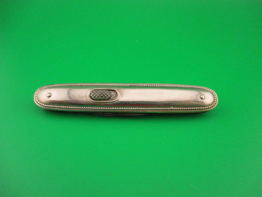 Flylock 3 3/8" Double Smooth Nickel Silver Beaded antique automatic knife