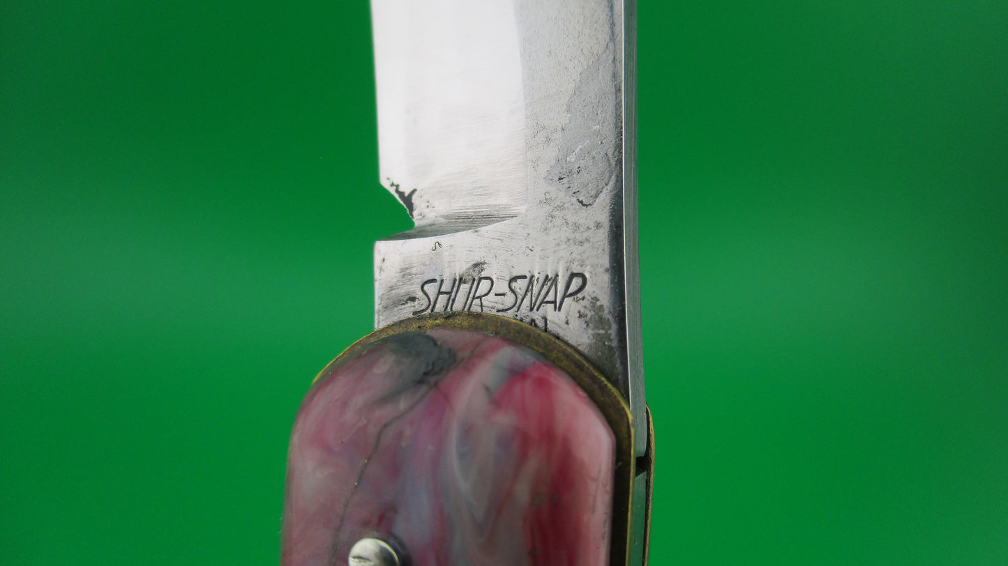 COLONIAL SHUR-SNAP Fatjack Red, white & green swirl vintage 1950s switchblade knife