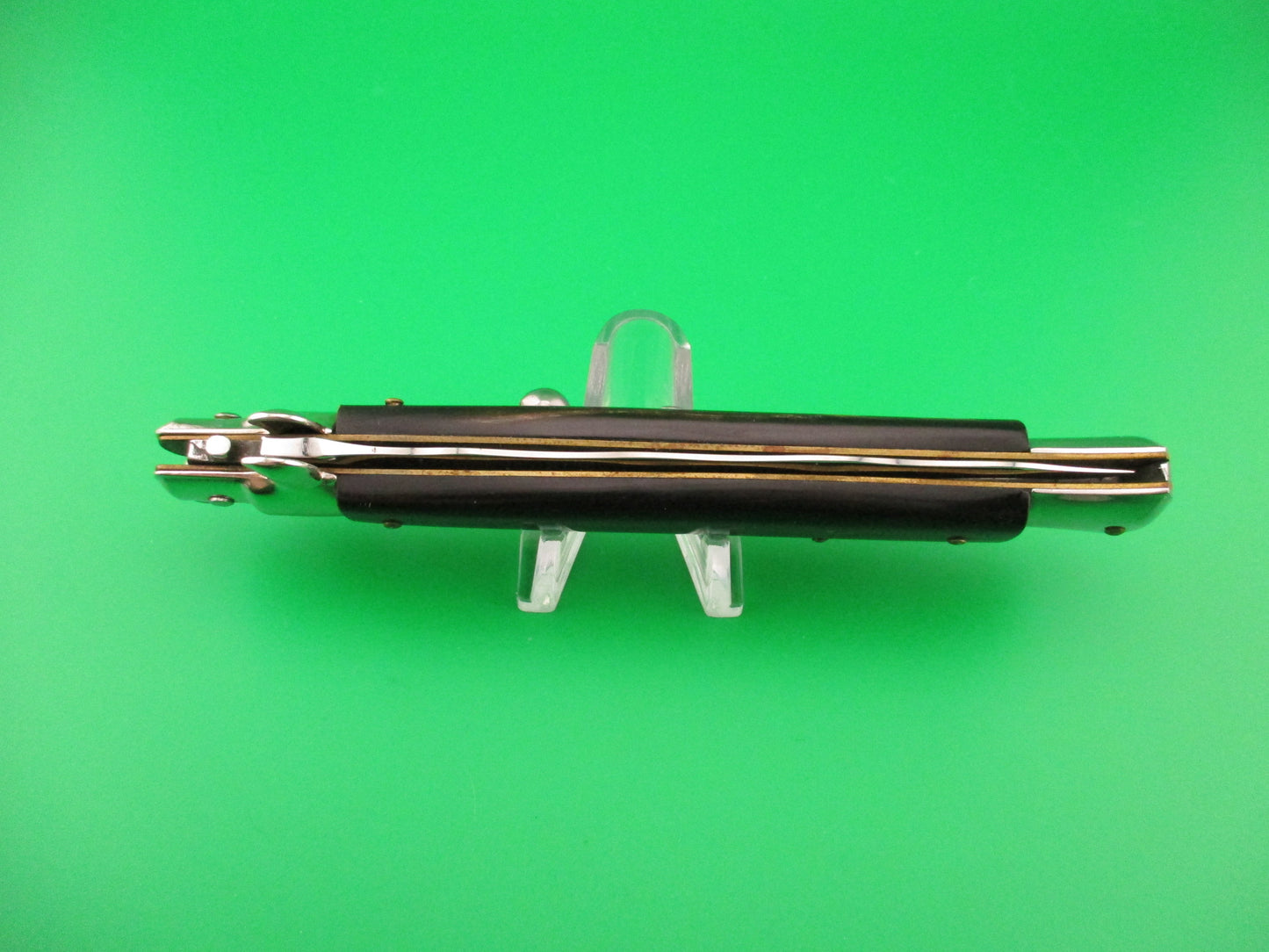 ITALY INOX 28cm Italian Swivel Bolster KRIS Brown horn automatic knife