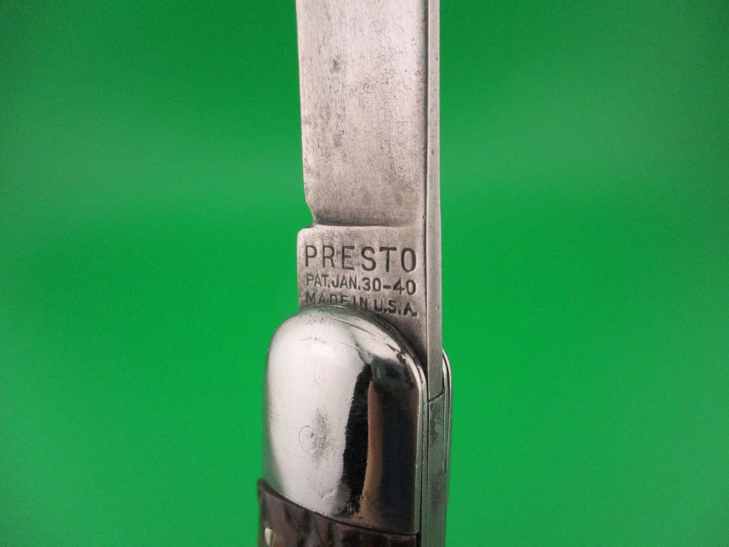 PRESTO Hunter Brain Wormgroove scales Vintage Schrade automatic knife