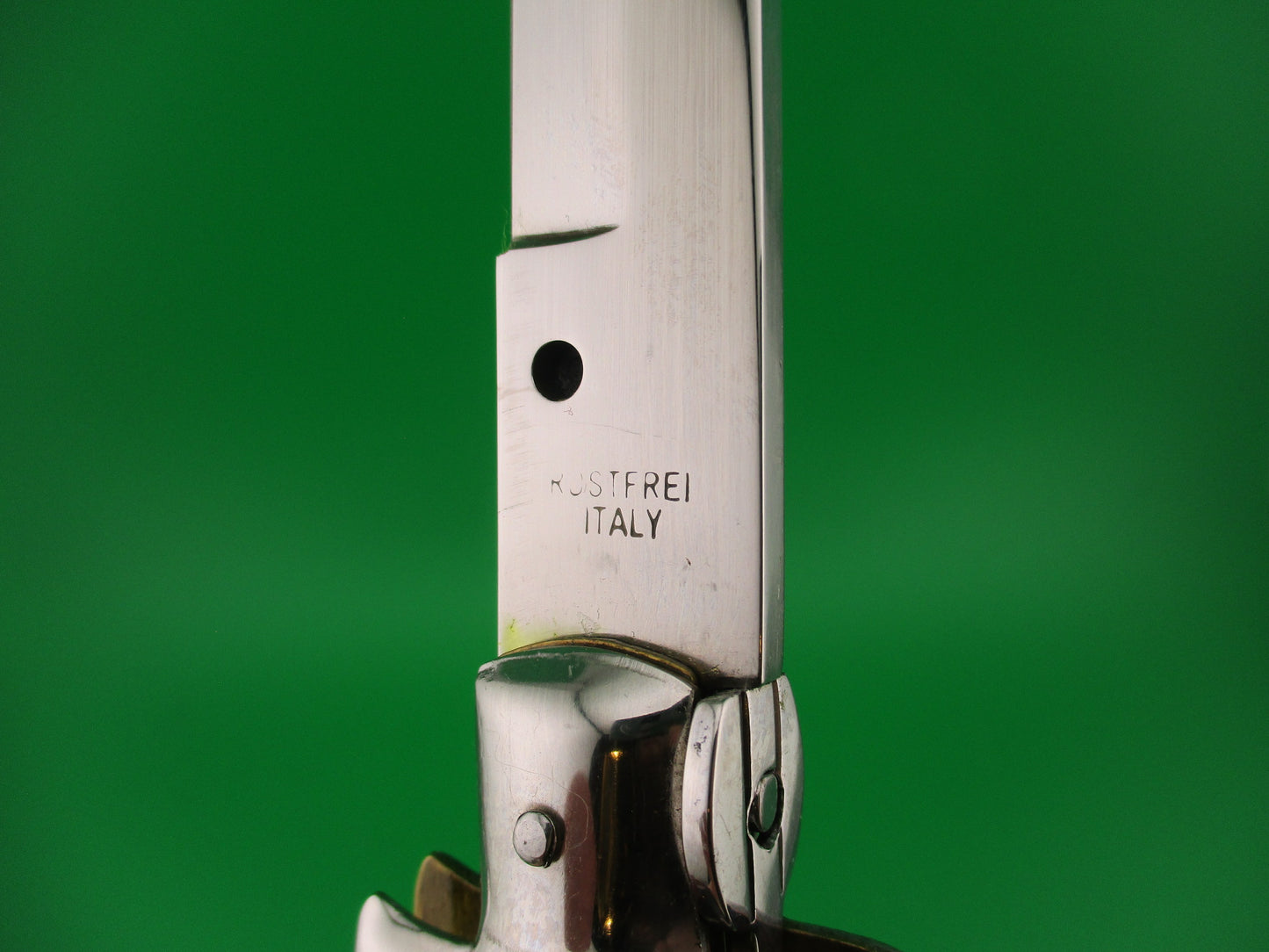 ROSTFREI ITALY 45cm Italian Stiletto Swivel bolster Stag 18 inch automatic knife