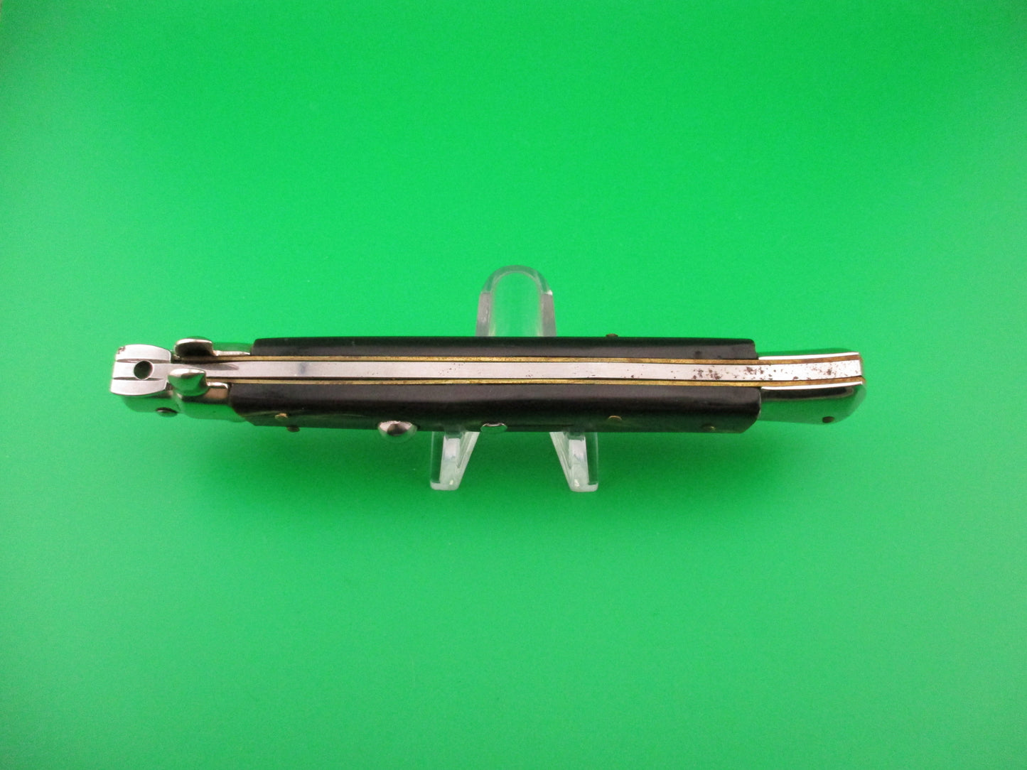 ITALY INOX 28cm Italian Swivel Bolster KRIS Brown horn automatic knife