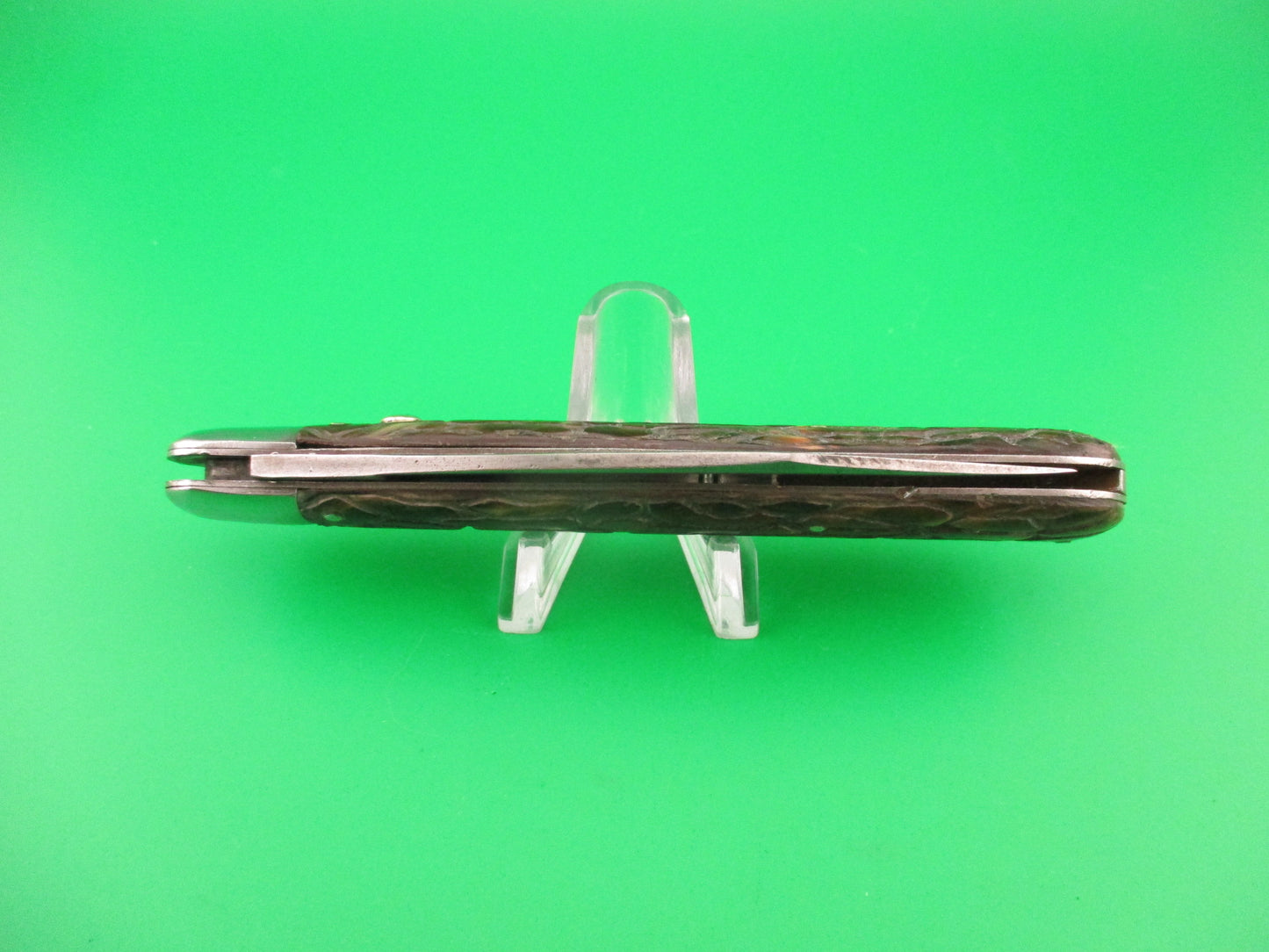 PRESTO Hunter Brain Wormgroove scales Vintage Schrade automatic knife
