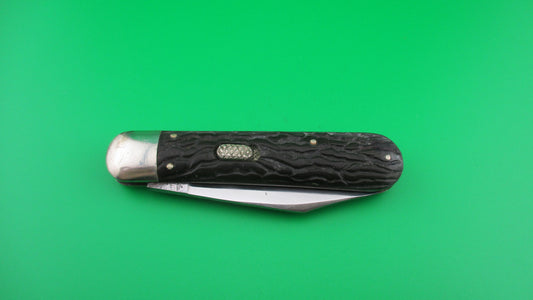 Flylock Scout 4 1/8" Black wormgroove handled antique switchblade knife