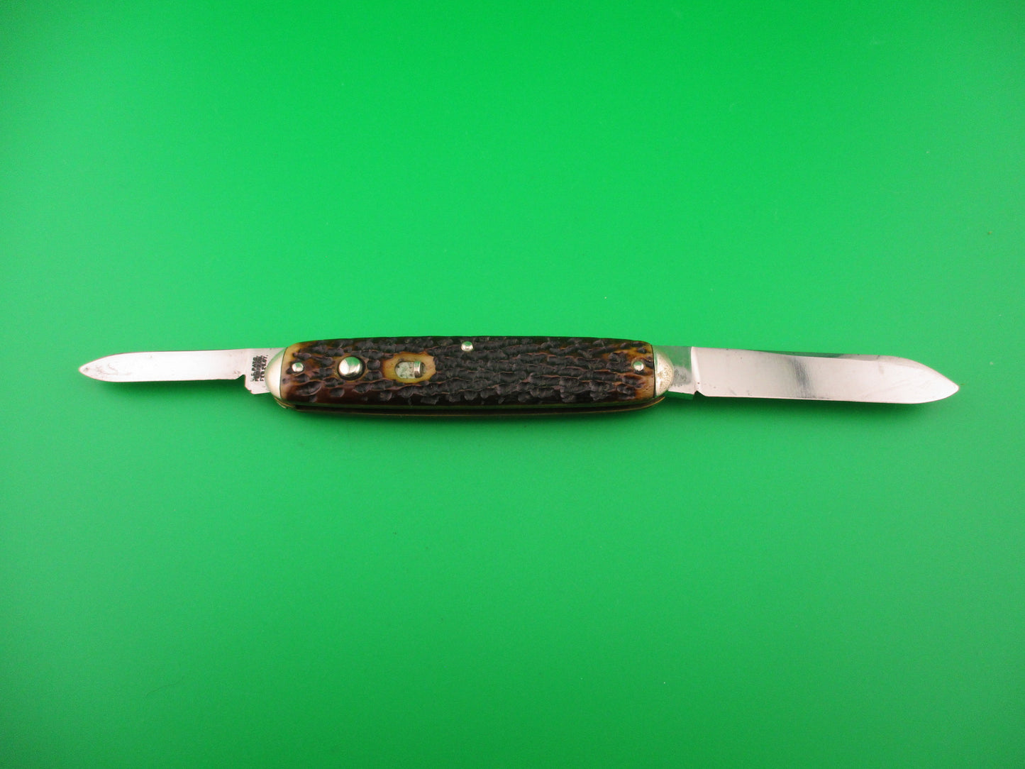 SCHRADE CUT CO Early Large Double 7503 Bone tip bolster antique automatic knife