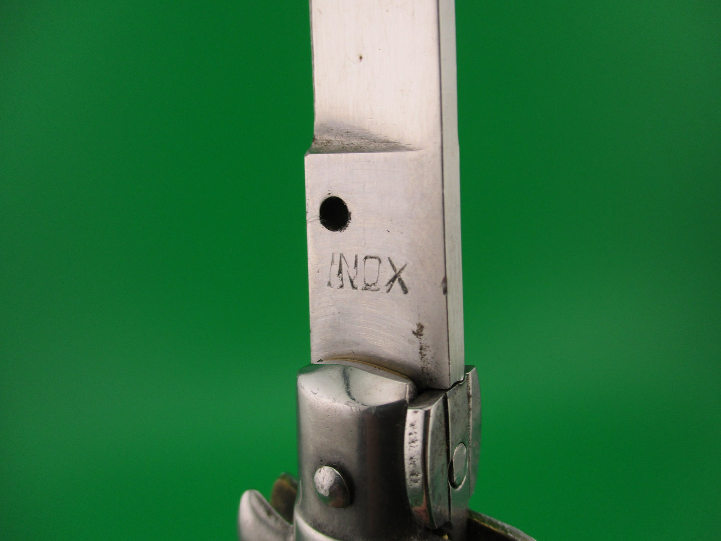 INOX FP ROSTFREI 28cm Italian Stiletto Black Scrimshaw Wolf Moon automatic knife