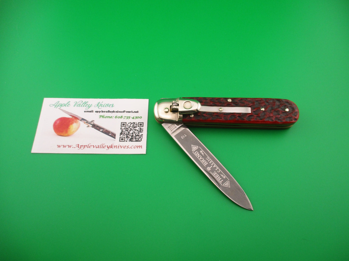 BOKER TREE BRAND CLASSIC 712 11cm German Lever automatic knife Red jigged bone