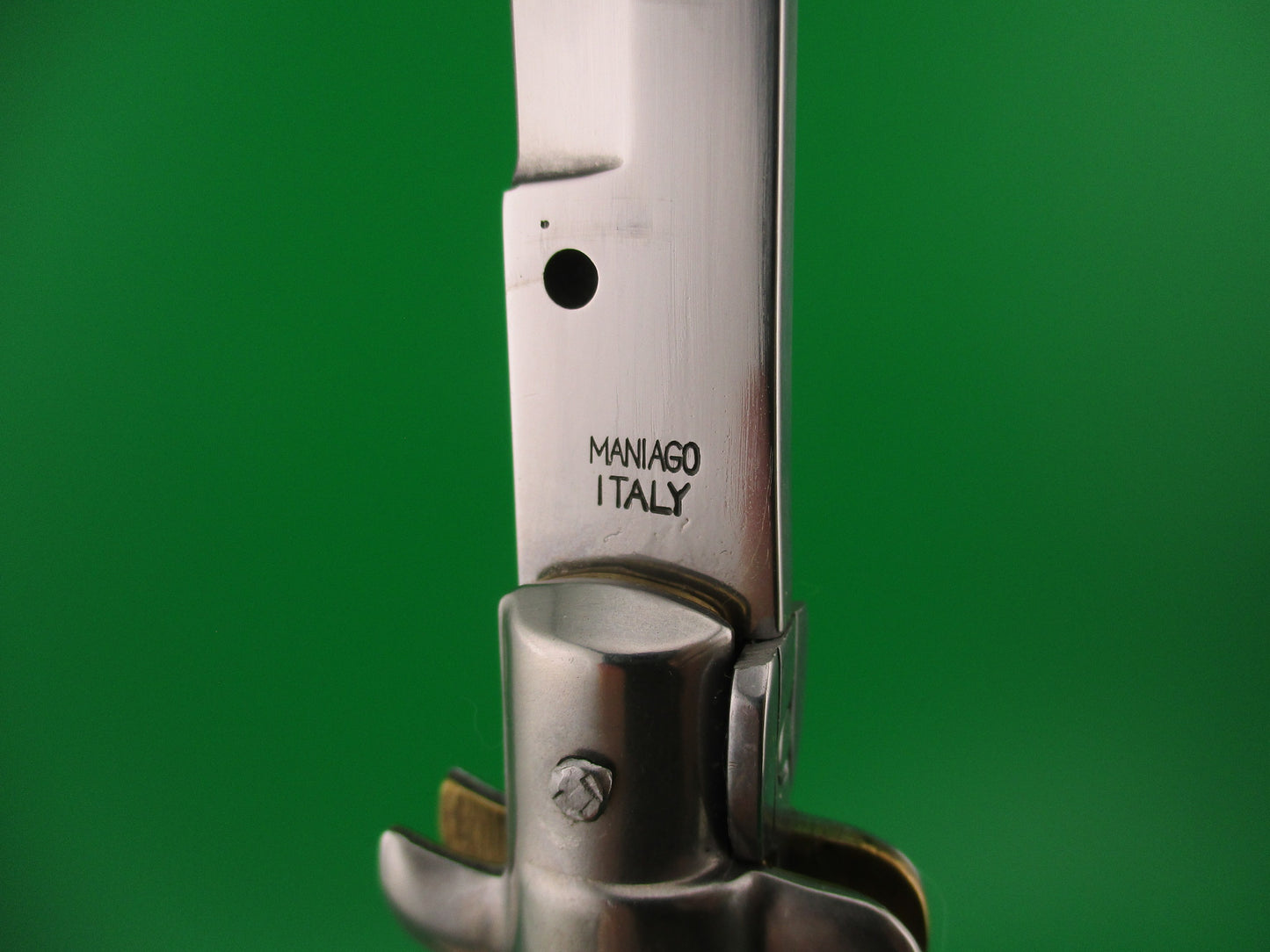 MANIAGO ITALY 33cm Quality Italian Stiletto Stag swivel nickel silver bolsters automatic knife