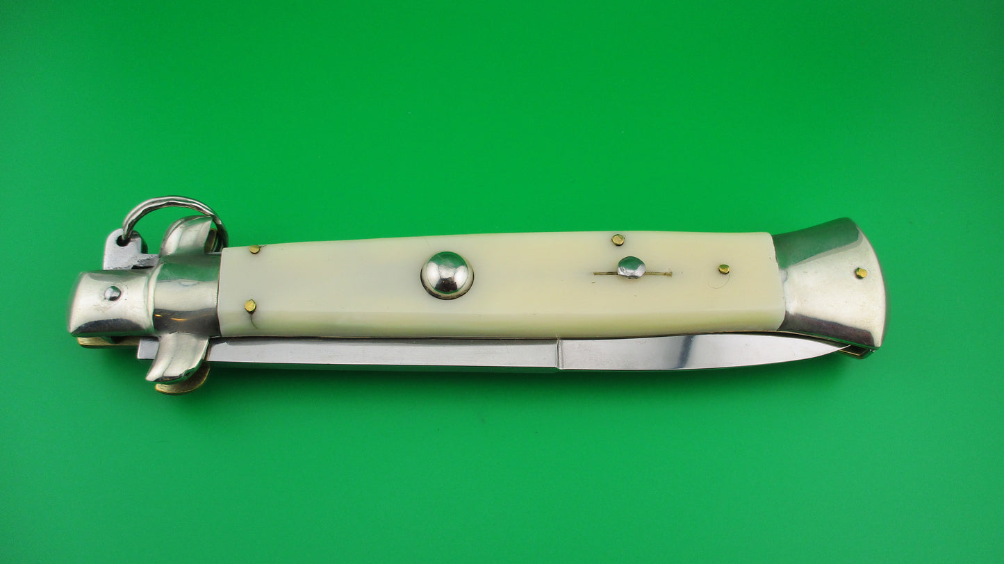 z Italian 38cm Ring pull Stiletto automatic knife vintage White sterile