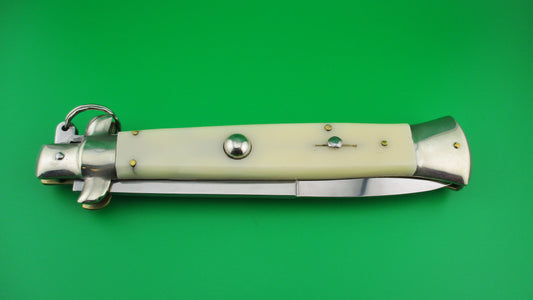z Italian 38cm Ring pull Stiletto automatic knife vintage White sterile