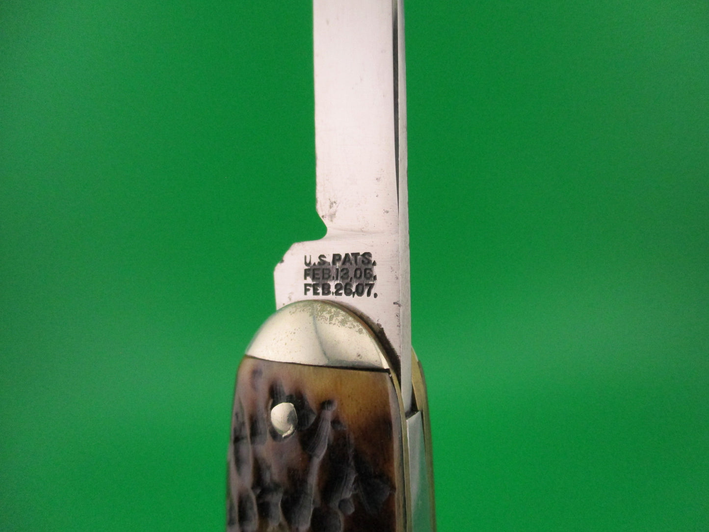 SCHRADE CUT CO Early Large Double 7503 Bone tip bolster antique automatic knife