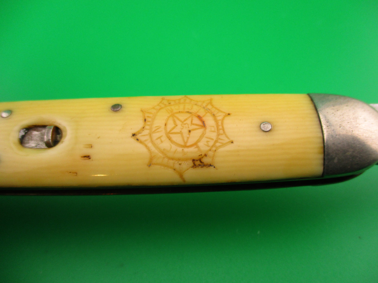 SHAPLEIGH HDW CO Large Double Ivory American Legion vintage automatic knife