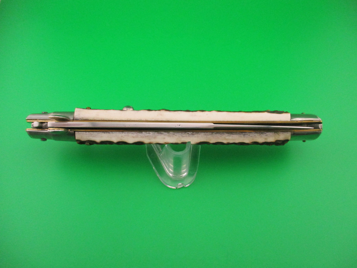 MANIAGO ITALY 33cm Quality Italian Stiletto Stag swivel nickel silver bolsters automatic knife