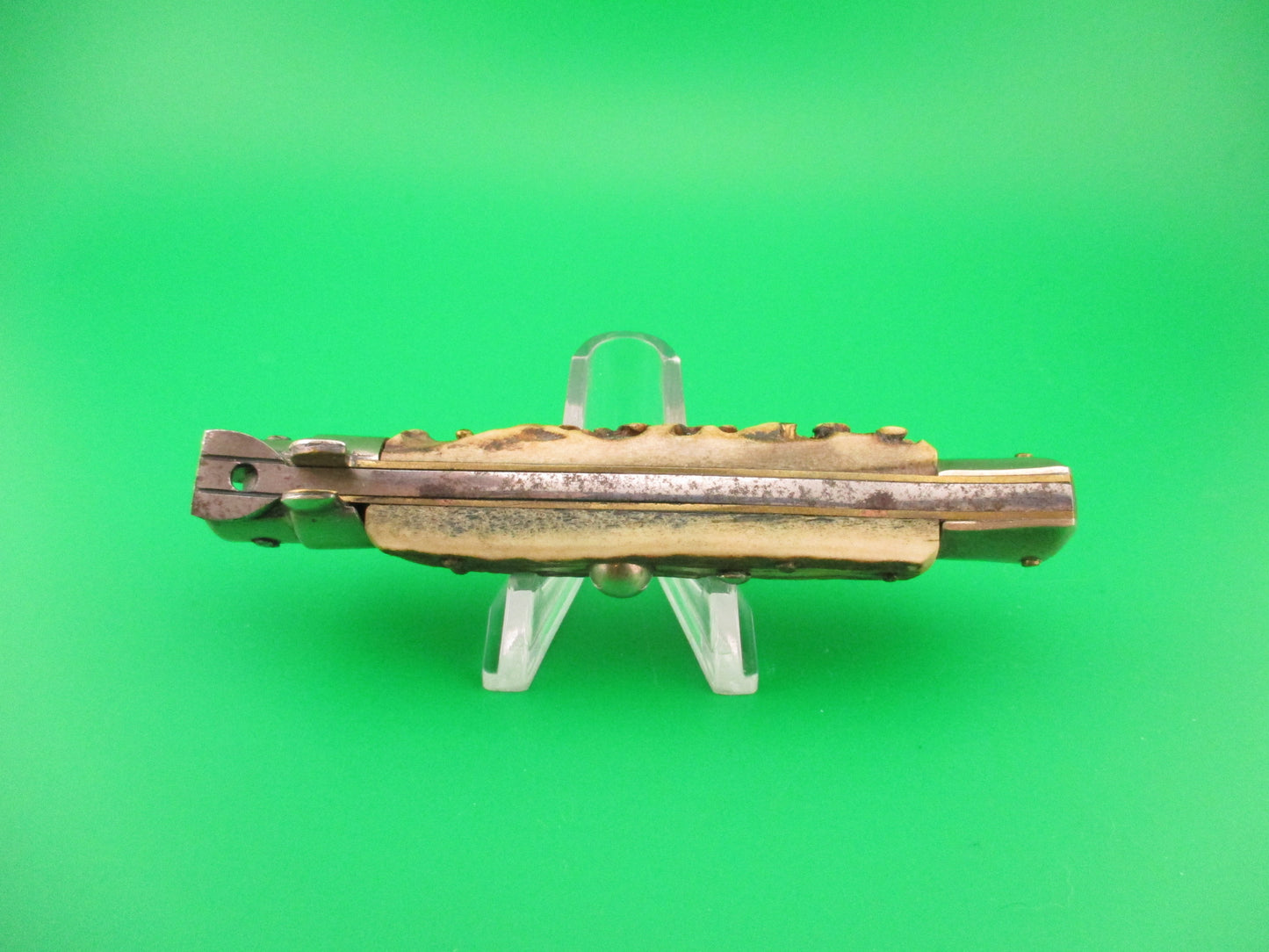 Sterile 20cm Italian transitional Stiletto Stag 1970s vintage automatic knife