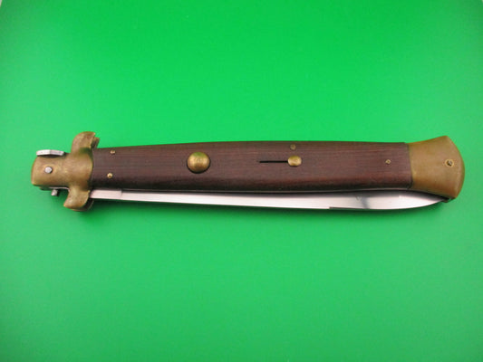 ROSTFREI ITALY 45cm Italian Stiletto Wood/Brass 18 inch Swivel bolster automatic knife