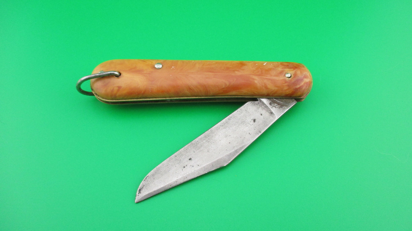 COLONIAL SHUR-SNAP Fatjack Tan swirl vintage switchblade knife