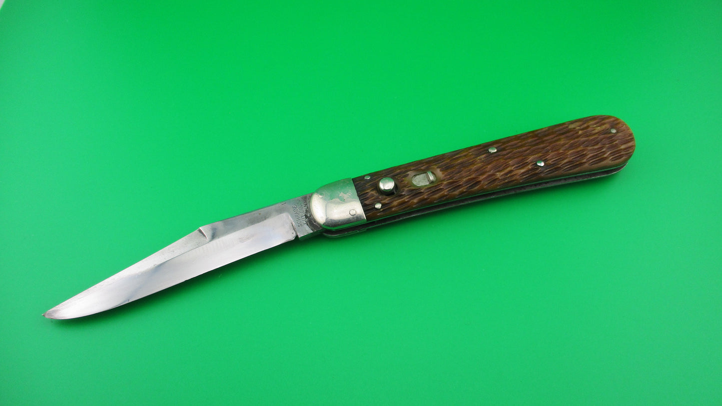 z SCHRADE CUT CO 1613 3/4 Hunting Knife Saber Grind bone vintage switchblade