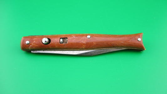Edgemaster Vintage Fishtail Caramel swirl automatic knife saber blade