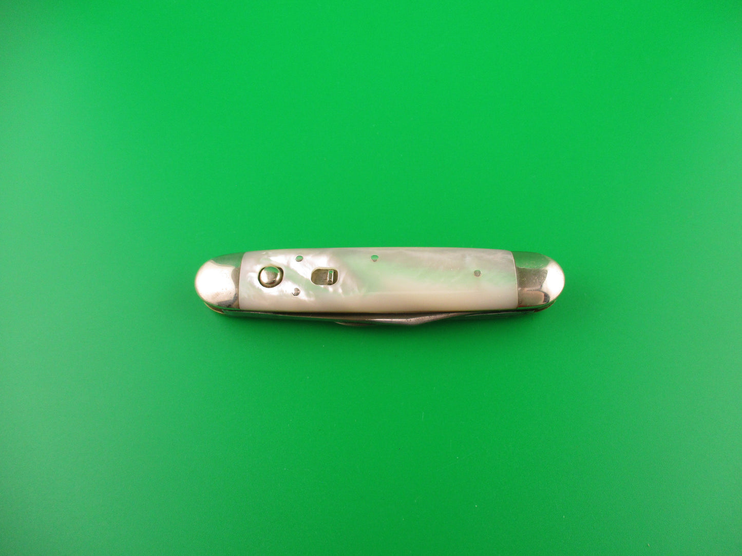 SCHRADE CUT CO Early 3 3/4" 7506B Large double MOP Full bolstered vintage switchblade