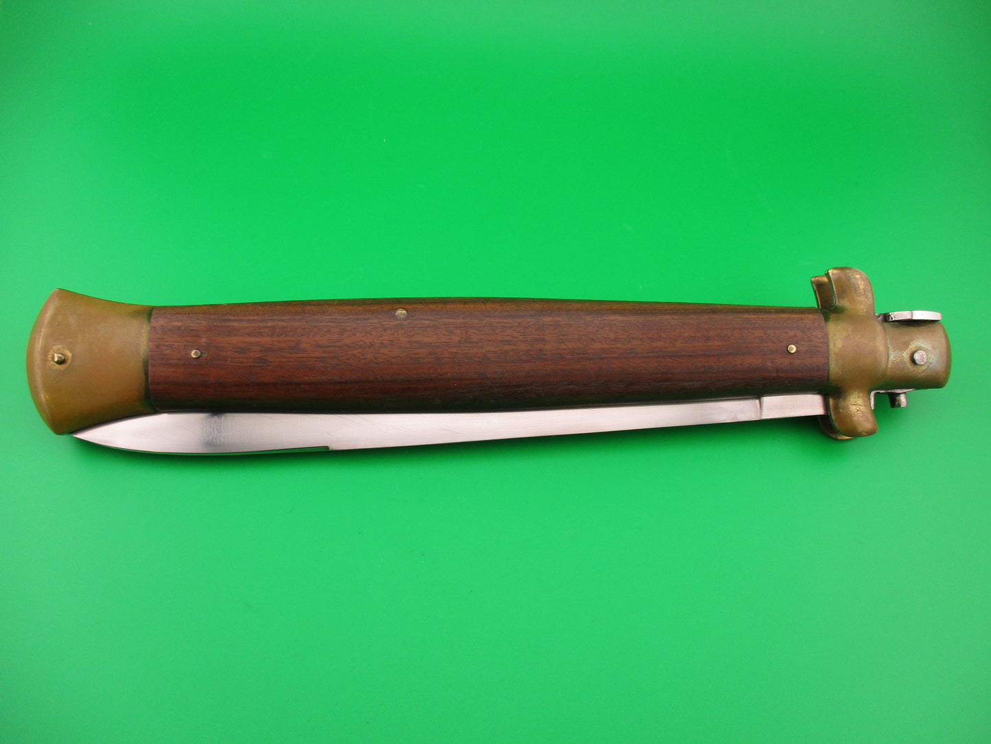 ROSTFREI ITALY 45cm Italian Stiletto Wood/Brass 18 inch Swivel bolster automatic knife