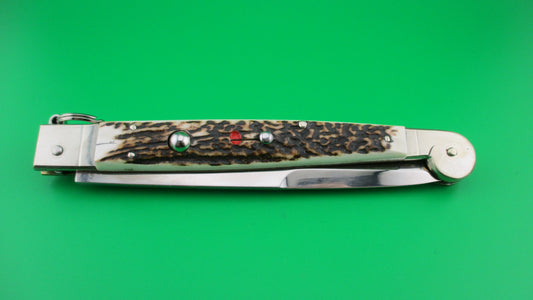 AGA CAMPOLIN 30cm Sicilian Ring Pull Stag automatic knife