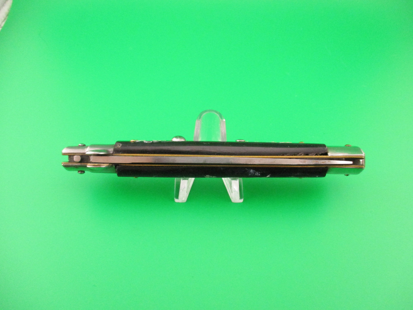 INOX FP ROSTFREI 28cm Italian Stiletto Black Scrimshaw Wolf Moon automatic knife