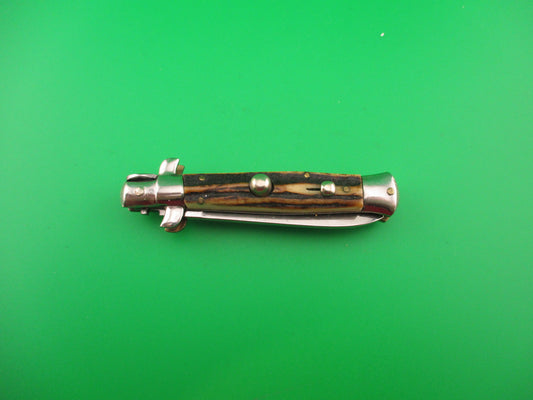 ROSTFREI 16cm Italian Stag stiletto Oreste Dibon swivel bolster automatic knife