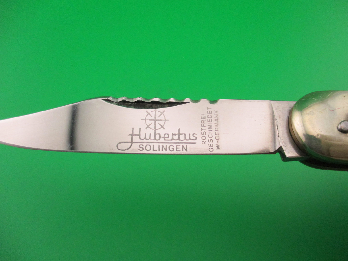 Hubertus 8cm West German Liliput Lever Yellow Micarta File work automatic knife