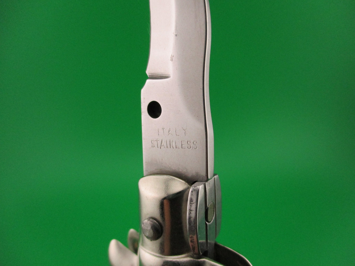 ITALY STAINLESS 23cm Italian Kris Swivel bolster Black swirl automatic knife