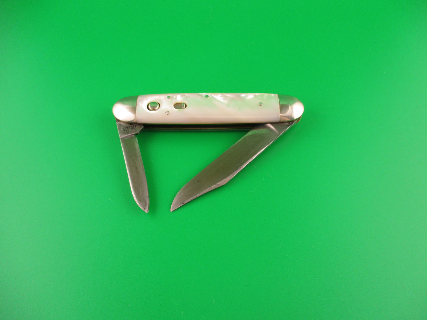 SCHRADE CUT CO Early 3 3/4" 7506B Large double MOP Full bolstered vintage switchblade