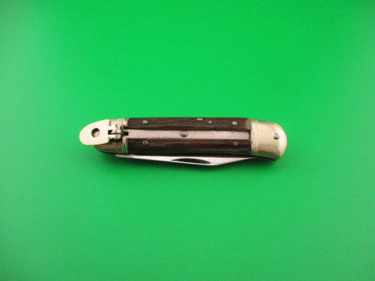 Hubertus 8cm West German Lever Liliput Stag automatic knife