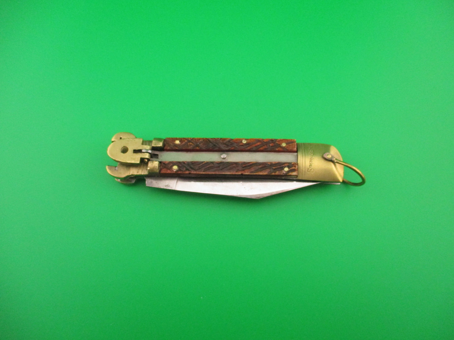 Springer 20cm Japanese Shell Puller Lever Bone & Brass vintage automatic knife