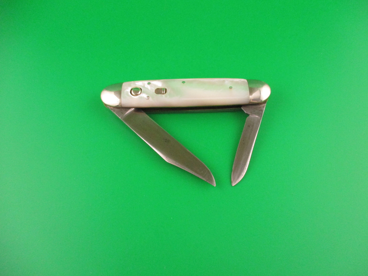 SCHRADE CUT CO Early 3 3/4" 7506B Large double MOP Full bolstered vintage switchblade