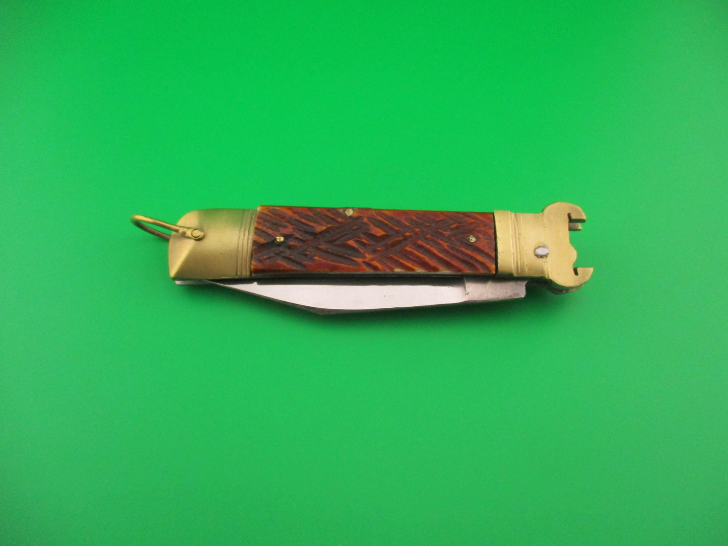 Springer 20cm Japanese Shell Puller Lever Bone & Brass vintage automatic knife